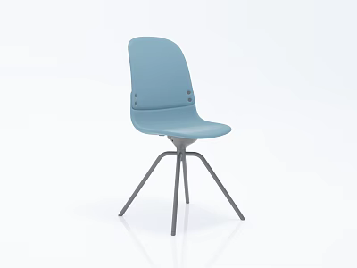 Light Blue Leisure Chair With Backrest Round Button Details And Metal Three Legs Modern Design 3d model