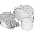 Stylish Cozy Ottomans With Knitted Blanket Light Gray And Beige Upholstered Designs