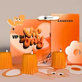 Orange Themed Photo Check In Spot With VIP DAY Member Welfare And Cartoon Decorations