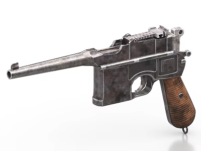 Vintage Weapon Classic Pistol With Wooden Grip And Metal Structure 3d model