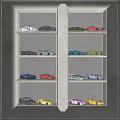 Decorative Cabinet With Multiple Shelves Displaying Colorful Model Car Collection 3d model