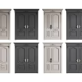 Various Security Doors In Gray Tones With Different Panel Designs And Metal Handles 3d model