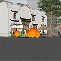 Traditional Teahouse Exterior Design With Outdoor Seating And Decorative Lanterns