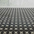 Black and White Floor Tiles with Circular Geometric Pattern Design 3d model