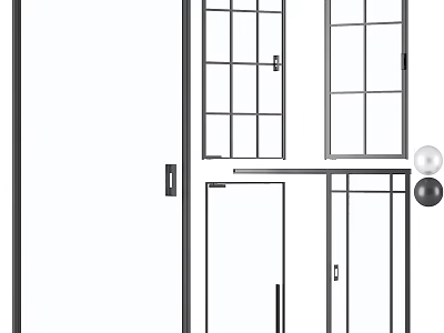 Modern Interior Swing Door Design With Grid Glass Panels And Metal Frame 3d model