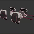 Three Industrial Mechanical Components With Black White Mounting Plates And Connectors