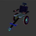 Modern Medical Wheelchair With Blue Frame Illuminated Wheels And Comfortable Seat