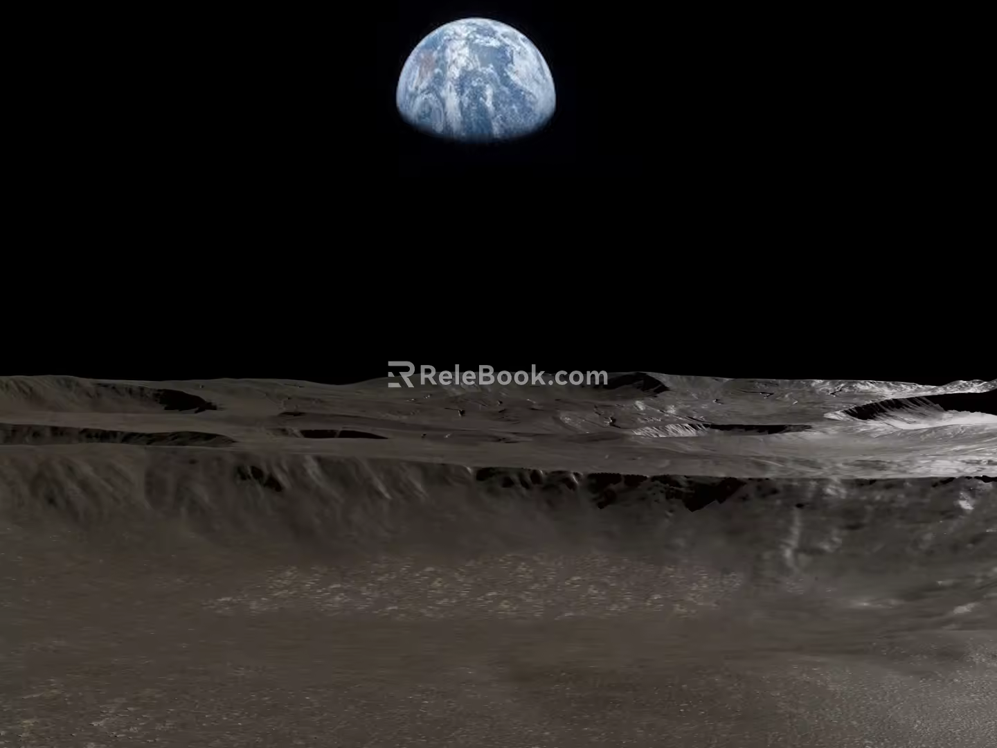 lunar surface topography mountain geomorphology crater planet low surface moon 3d model