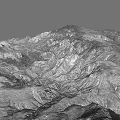 Scenic Monochrome Mountain Landscape With Winding River And Rugged Terrain