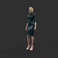 Black Patent Leather Tight Dress for Women with Slim Fit and High Heels