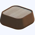 Square Coffee Table With Wooden Surface And Brown Fabric Frame Design 3d model