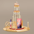 Decorative Display Structure With Multi Layered Tower Design Lighting Elements And Red Base 3d model