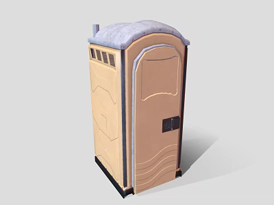 Portable Toilet With Brown Exterior Curved Door And Gray Roof Design 3d model