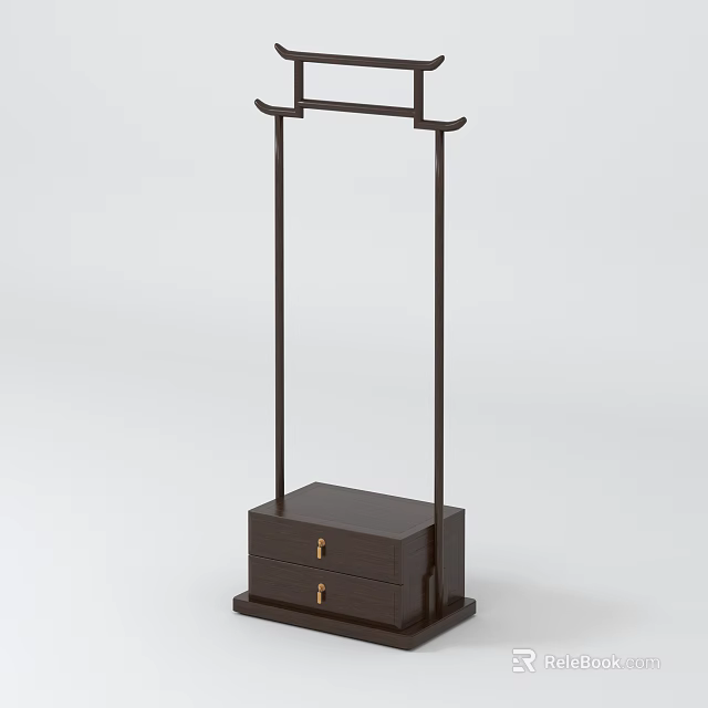 Dark Brown Display Shelf with Drawer Base and Sturdy Vertical Frame for Retail 3d model