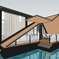 Floating Waterfront Villa With Wooden Triangular Roof And Scenic Terrace