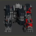 Mechanical Beast With Metallic Body Red Black Armor And Mechanical Joints Gear Details