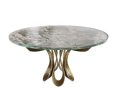 Modern Round Coffee Table With Glass Top And Curved Metal Base 3d model