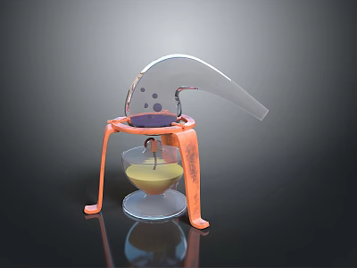 Functional Orange Manual Juicer With Transparent Container And Stable Stand 3d model