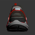 Gray And Red Sporty Casual Shoes With White Accents Mesh Upper And Cushioned Sole