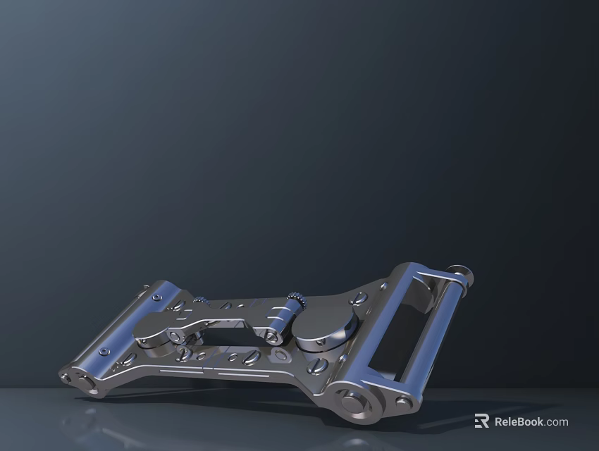 Sturdy Silver Metallic Mechanical Bracket With Structural Joints And Holes 3d model 