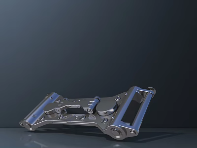 Sturdy Silver Metallic Mechanical Bracket With Structural Joints And Holes 3d model