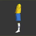 Brazilian Soccer Uniform With Yellow Shirt Blue Shorts White Socks Number 7 And Flag Pattern
