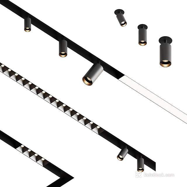 Modern Downlights And Spotlights With Black Housing Gold Trim For Ceiling Lighting 3d model 