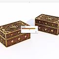 Elegant Brown Boxes With Intricate Gold Patterns And Circular Decorative Design 3d model