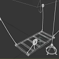 Industrial Hanging Rack Equipment With Wooden Frame Metal Hooks Chains And Support Structure