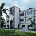 Modern Luxury Beachfront Apartment Building With Pool Terrace And Palm Trees