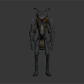 Futuristic Mechanical Ant Robot Character with Metallic Limbs and Antennae