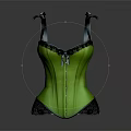 Green Corset With Black Lace Trim And Bow Accents Fashion Design