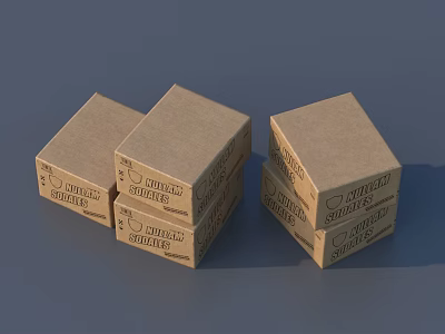 Decorative Accessory Set With Stacked Double Strength Shipping Cardboard Boxes 3d model