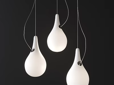 Modern White Teardrop Pendant Lights With Black Accents Hanging In Dark Background 3d model
