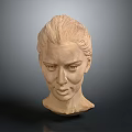 Classical Stone Head Sculpture With Detailed Facial Features And Carved Hair