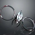 Futuristic Spacecraft With Orbital Rings And Metallic Red White Stripes Design