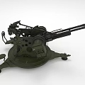 Green Military Dual Barrel Anti Aircraft Gun With Mobile Base And Seat