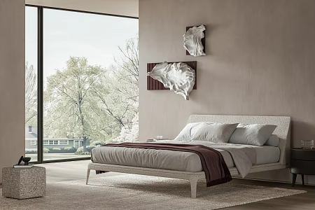 Poliform KELLY Double Bed Fabric Double Bed Frame Bed 3d model