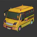 Yellow School Bus Model With Red Warning Lights And Stop Sign On Black Background