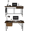 Modern Wooden Desk With Laptop Table Lamp Stationery And Storage Drawer