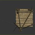 Wooden Swing Structure With Wooden Sticks Planks Ropes And Platform Base