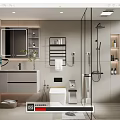 Modern Bathroom Interior Design With Vanity Mirror Glass Shower Toilet And Plants