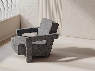 Modern Gray Upholstered Leisure Chair In Indoor Setting With Natural Light 3d model