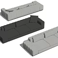 Modern Multi-seater Sofa with Tufted Design in Gray and Beige for Living Room