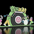 Vibrant Music Party Photo Spot With Musicians Dancers And Round Stage Design