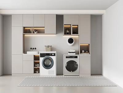 Modern Minimalist Bathroom Cabinet Frame with Storage Space and LED Lighting Design 3d model