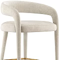 Modern Light Beige Upholstered Accent Chair With Curved Armrests And Gold Metal Legs