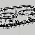 Colorful Kids Track Train Amusement Ride with Spiral Rails and Multiple Cars