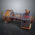 Industrial Mechanical Device With Wooden Barrels Metal Pipes And Vintage Design
