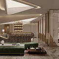 Elegant Luxury Banquet Hall Interior With Marble Bar Counter And Chandeliers